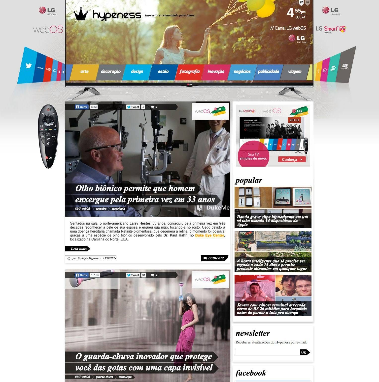 LG webOS branded channel on Hypeness